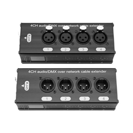 Buerjia2個4チャンネル3ピンXLRオーディオおよびオーバーネットワークケーブルエクステンダー1オス+1メ..