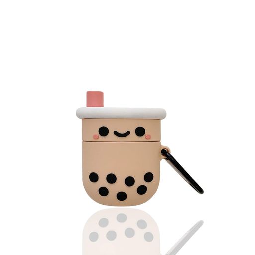 Airpods1Airpods2対応ケースおしゃれCrazyLemonかわいいタピオカティーデザイン女性人気カラビナ付き一..