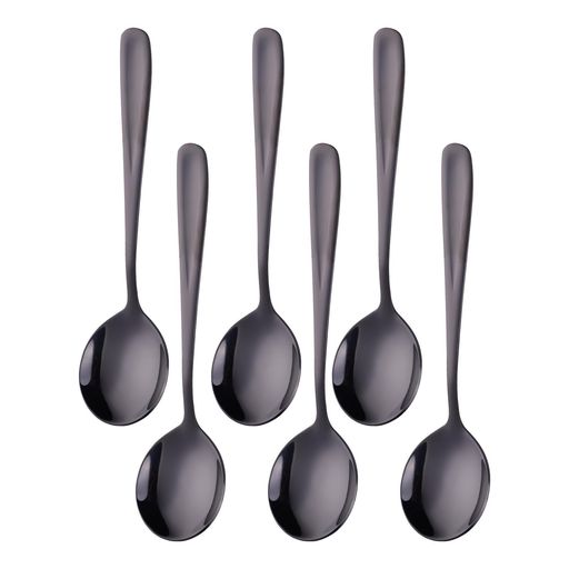 【スプーン6本セット】:全長17.5cmx幅4.4cm 重さ35.5g 【衛生・堅牢な素材】:耐久性があるステンレスを使用、錆びにくく、衛生的でお長持ち。 【シンプルな形状】:具材をすくいやすい丸いスプーン。スープ、カレー、炒飯を掬いやすく、口に運びやすい。持ち手が長く、手に馴染みやすい。 【綺麗な見た目】:鏡面仕上げにより、表面が滑らかで、口当たりがよい。チタン仕上げにより、色合いが華やかで、見た目がよい。食卓を華やかに、食事の気分がアップ。 【簡単なお手入れ】:一体成型のステンレススプーンで、汚れが落ちやすく、洗いやすい、日常のお手入れが簡単。食器洗い機の使用もOK。