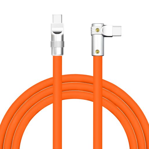 ChubbyCable USB-C ケーブル L字 240W 急速充電, Type C to Type C, 3m, オレンジ