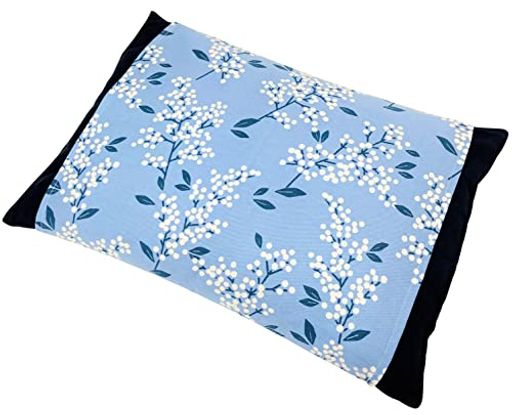 MORIPiLO そばがら 枕 【 ほんのり香るひのき 】 そば枕 蕎麦殻枕 蒸れない 通気性 硬め | 約35x50x9cm 光り南天ブルー