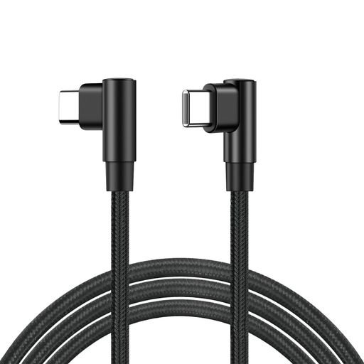 USB-C&USB-CケーブルL字型2m1本セットSLEIJAOOE【60W/3A急速充電/USB2.0規格/PD対応】高耐久ナイロンTy..