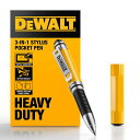 DEWALT3-IN-1スタイラスペン、ポケットサイズのスタイラスペン、ボールペンEDCペン、スタイラスチップ付き、インクカートリッジ付属、お父さんへのギフトに...