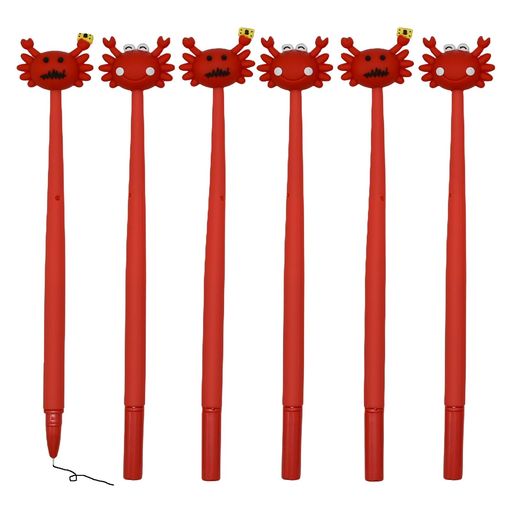 Maydahuiおしゃれカニボールペン6本セット0.5mm黒インクかわいいクリエイティブジェルボールペン学校教室可愛い文房具用品手帳用子供学生ギフト