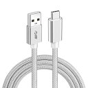 USBTypeCケーブル(1mシルバー)【POTRRCIUSUER】USB-AtoUSB-C10Gbps高速データ転送USB3.1Gen2ケーブル60W/3A急速充電(2)