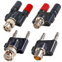 XIATIAOSANNBNCデュアルバナナアダプタ、BNCオス-4MMデュアルバナナオス/メス&BNCメス-4MMデュアルバナナオス/メス、ソケットバインディングポストRF同軸同軸スプリッターコネクタ(4パック)(2)