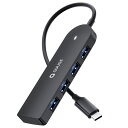 QUUGEUSB-Cハブ4ポートUSB3.0スリム型5Gbps高速転送USB-AポートUSB3.0増設4口USBハブType-CLED付き4-IN-1USBCハブtoUSB小型バスパワー軽量ノートPC適用Mac