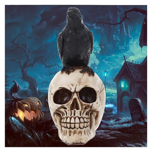 ハロウィーンのカラスの頭蓋骨り怖い頭蓋骨頭蓋骨骸骨モデルハロウィンスカルドクロハロウィン置物小道具ホラースカルスケルトン頭蓋骨置物ドクロ模型ハロウィンドクロスカル怖いか…