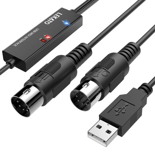 MIDIケーブルUSBインターフェースケーブルキーボード5PIN-DINLEKATO電子楽器とPC簡単接続変換ケーブル高伝送効率1.98M(USB)