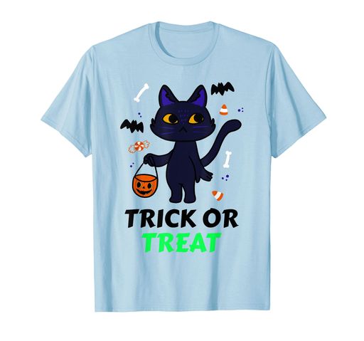 ヴィンテージ漫画風のトリックまたは御馳走猫のイラストTrickorTreatTシャツ
