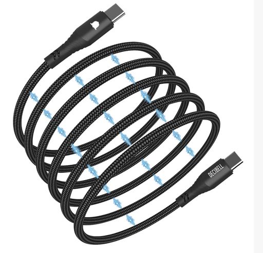 DECIBELLタイプCtoCマグネット充電ケーブル100WPD(パワーデリバリー)急速充電e-marker(イーマーカー)チップ内蔵高速データ転送磁石配置絡まり防止持ち運び便利収納簡単高耐久ナイロン編み合金…