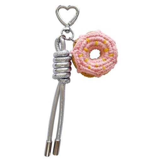 サンクレスト編みドーナツチャームストラップピンクiSB-AM06