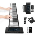 SUMWINDロールピアノ88鍵盤キーボード和音対応電子ピアノスピーカー内蔵初心者子供練習用ロールアップピアノフットペダル収納袋日本語マニュアル付属(2)