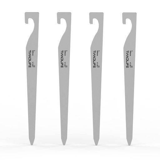 樂天商城 - テントネイル純チタン製テント用ペグ、30cm、4個セット、強靭、軽量、一体型、溶接なし、テント、ターポリン用