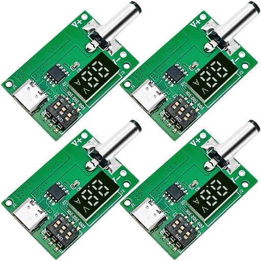 InnoMaker 4個 Type-C QC AFC PD2.0 PD3.0 to DC電源プラグ、高速充電デコイ検出器、USB-PDノートパソコン電源変換基板モジュール LED付き、5V/9V/12V/15V/20V固定電圧出力対応