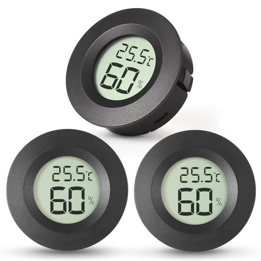 BOMATAミニ湿度計&温度計3本セットスイッチ粘着/嵌入使用可能デジタル液晶スクリーン温室ハウス/地下室..