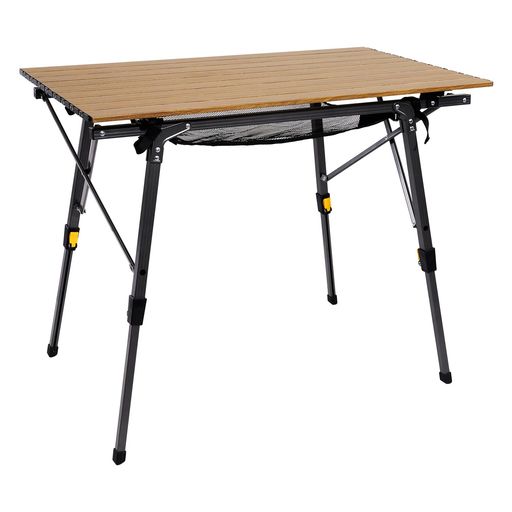 TimberRidgeアウトドアテーブル折りたたみ高さ調節耐荷重30kgアルミロールテーブル収納袋付きコンパク..