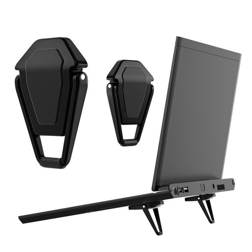 SUNTAIHOノートパソコンスタンド-冷却貼り付け型強い粘着力pcスタンド軽量持ち運び便利放熱対策滑り止め軽量2個入り【黒色-1セット】