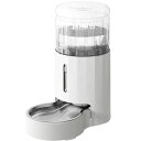 JUNSPOWペット給水器、4L重力式大容量ステンレス製給水器、自動ペット給水器、ホワイト 猫と小型/中型犬用