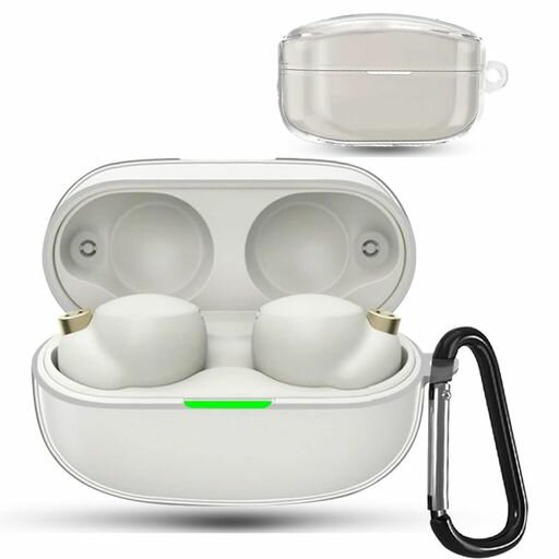 AIYYXXwf-1000xm4ケース対応sonywf-1000xm4液状シリコンケースソニー用保護ケース装着充電可能耐衝撃性防水防塵軽量小型紛失防止カラビナ付きsonywf-1000xm4ケース(クリア)