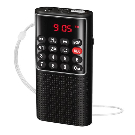 PRUNUS J-328 ミニFMラジオ(AMなし) 小型 高感度受信 microSDカード対応 AUX FMと音楽録音 3.5mmイヤホンジャック付