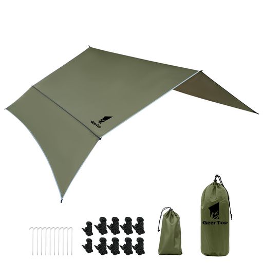 Geer Top 防水 タープ 3mx3.62m 2~4人用 取り外し可のサイドシート付き