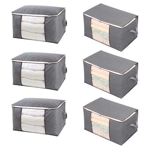 【商品仕様と収納力】 6個セットの収納袋で、1個あたりのサイズは約57x32x37cm。たっぷり収納できるので、布団1枚や衣類18着、枕2個などがすっきりと収納可能です。クローゼットの棚にぴったり収まる高さで、押入れや衣装ケースとしても活躍。圧縮袋として使えば、布団圧縮袋のようにかさばる布団もコンパクトに圧縮収納。収納ケースや収納ボックスとしても便利な、多用途な収納袋です。 【多機能で活躍する収納袋】 衣替えや季節外の布団・衣類の保管に最適。引っ越しや旅行、帰省時の荷造りにも大活躍。収納ケースとしてクローゼットに、収納ボックスとして押入れに、さらに衣装ケースとしても使える便利な収納袋。リビングや寝室、学生寮などあらゆるシーンで、まとめてすっきり整理できる万能アイテムです。 【高品質な素材と防湿・防臭設計】 加厚不織布(1枚150g)を採用し、キルティングラミネート技術で防湿性を向上。布団圧縮袋として長期間の保管でも、湿気やカビを防ぎ、衣類や布団に嫌な匂いがつきません。3層複合素材で耐久性・防塵性に優れ、繰り返し使えるエコな収納袋。収納ケースとしても、布団収納袋としても安心してお使いいただけます。