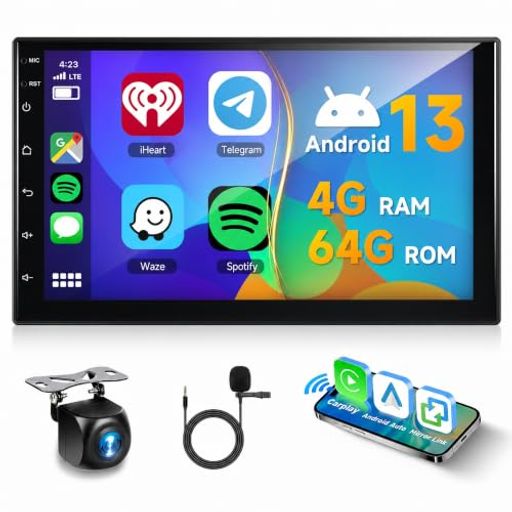 Hodozzy [4GB+64GB]カーステレオ2 Din無線 Carplay&Android Auto、二重喧騒 7 イン...