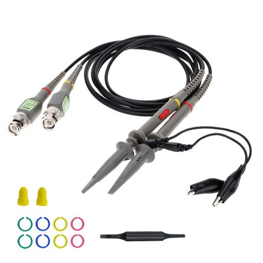 【商品仕様】モデル:P6100 減衰比:1X / 10X 帯域幅:DC100MHz(1:10);DC6 MHz(1:1) 入力容量:1X:70pF-120pF、10X:13pF-18pF 入力抵抗:10MΩ(1:10),1MΩ(1:1) 最大測定電圧:600V ( 10:1 ) 、300V (1:1) 最大入力:1X-200動作電圧(Vp-p)、10X-600動作電圧(Vp-p) 。 【用途】被試験回路とオシロスコープ入力を接続する電気部品です。 【使い方が】接地ワニロクリップは、安全な操作と正しい信号読み取りのためにプローブステージを接地します。オシロスコープのプローブ減衰は、1Xまたは10Xスライドスイッチで調整できます。調整可能なオシロスコーププローブは、BNCインターフェイス、デジタルオシロスコープ、バーチャルオシロスコープ、ハンドヘルドオシロスコープなどと互換性があります。 【優れる素材】取り外し可能なフックの先端はプラスチックケースで保護されています。優れた素材と高度なテクノロジーにより、フィーリングと構造が強化されています。滑らかな表面は使いやすいです。