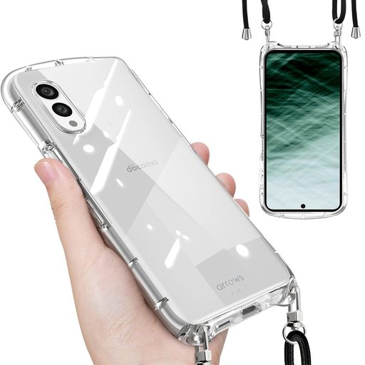 乐天商城 - arrowsNF-51C用のケースショルダーストラップNF-51C用のカバー斜めかけ肩掛け首掛けクリア韓国スマホケース(クリア)