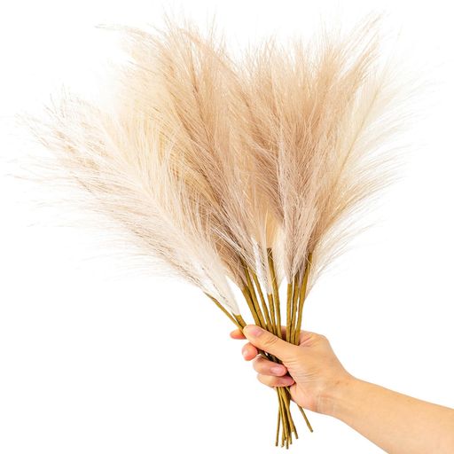 WillingYouパンパスグラス造花12本48cmパンパスふわふわフェイクドライフラワー風飾りDIY3色
