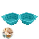 PAVIKEペットボウル【26.6*14.5*5.5CM】猫餌入れ犬食器折りたたみ式給餌器ペットアウトドアポータブル、折り畳み式、コンパクト、携帯可能、小型・中...