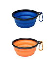 HARUKITA ペットボウル 折りたたみ式 犬 水飲み ペット食器 携帯用 散歩用 給水器 給餌器 カラビナ付 350ML 2個セット