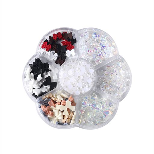 ネイルパーツリボン蝶クマ半円パール3D立体蝶結び蝶々ネイルアートパーツ可愛いジュエリーパーツネイル..