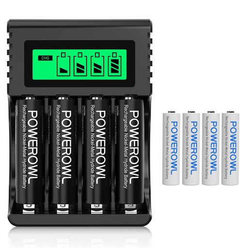 POWEROWL電池充電器LED急速充電器セット充電池8本大容量耐久性家庭用オフィス用 POWEROWL電池充電器LED急速充電器セット充電池8本大容量耐久性家庭用オフィス用