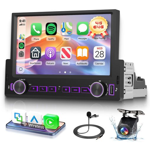 Hodozzy 4G+64GB カーラジオ Android GPSナビゲーション ワイヤレスCarPlay Androi...
