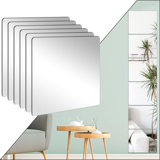 AUGSHYO貼る鏡全身姿見鏡30cm*30cm6枚セット割れないHD鏡面角丸加工軽量