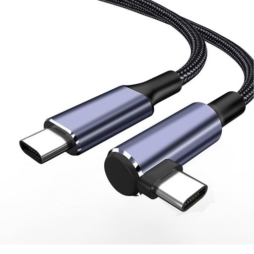 USB-C & USB-C ケーブル L字 0.5M PD対応 100W急速充電 超高耐久ナイロン編み MacBook/iPad/Galaxy/Xperia/PS5/SwitchなどType-C機種対応【映像出力非対応】