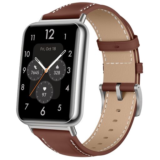 [LanQii]レザーバンドFor用のHuaWeiWatchFit2対応バンドPUレザー素材ベルトソフト柔軟性ビジネス風交換ベルトレディース&メンズ革製ストラップ(ブラウン)