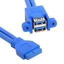 CABLECC積み重ね可能USB3.0メスパネルタイプ-マザーボード20ピンヘッダーケーブルデュアルポート50CM