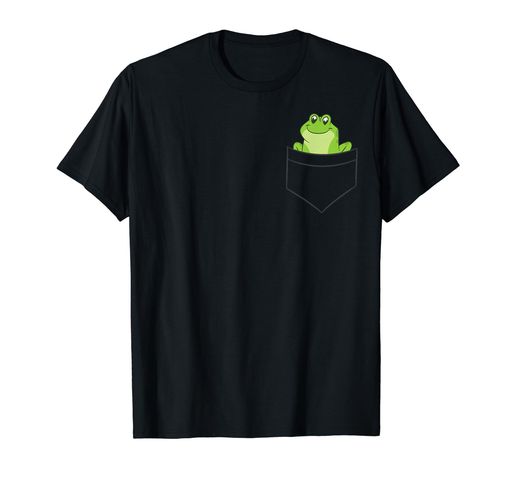 ポケットの中のかわいいカエル 面白いポケットカエル Tシャツ