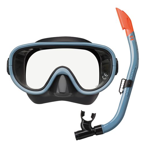 REEFTOURERシュノーケリングシュノーケルマスクスノーケル大人用2点セットシリコーン製ブラックスモークブルーRC0117