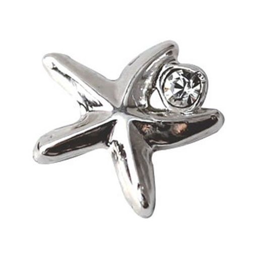 プリティーネイルネイルアートパーツヒトデシルバーxクリスタル2個