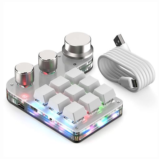 SIKAI CASE 片手キーボード プログラマブル 9キー 3ノブ付き 無線 メカニカル RGB バックライト 左手 ゲーミングキーボード カスタム可能 ショートカットキー 小型 DIYキーボード Windows Linux対…