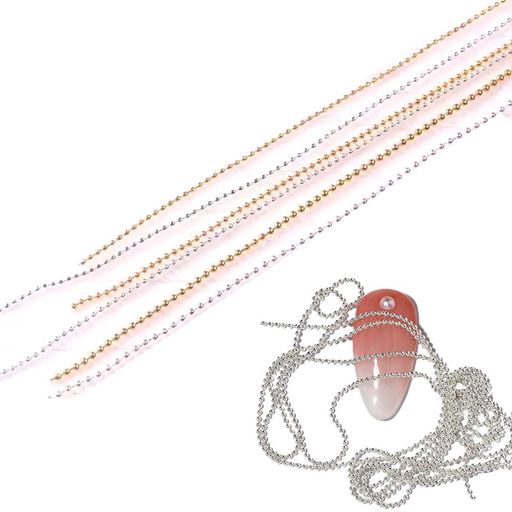 PAVIKEネイルチェーン(4本入り50cm)ネイルパーツネイルチェーン裁断可能ネイルボールチェーンネイルアートDIYファッショオーナメントン3D立体ネイルアー...