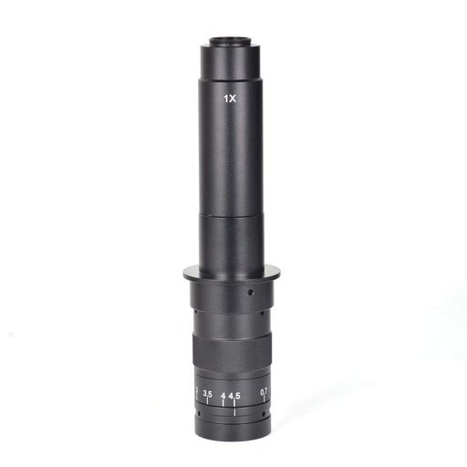 Objective Magnification Power by 0.7 - 4.5X(about 10 - 300X on the 21 inch display) 1.0X C-mount adapter Working distance: 100mm-115mm Monocular 300X Industry Zoom C-mount Lens focusing mechanism:Focusing hand wheel tightness is adjustable,focusing range 15mm &amp; 40mm