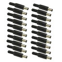 KKHMF20個黒いプラスチックのカバー2.1x5.5mmオスDC電源プラグジャックコネクタ