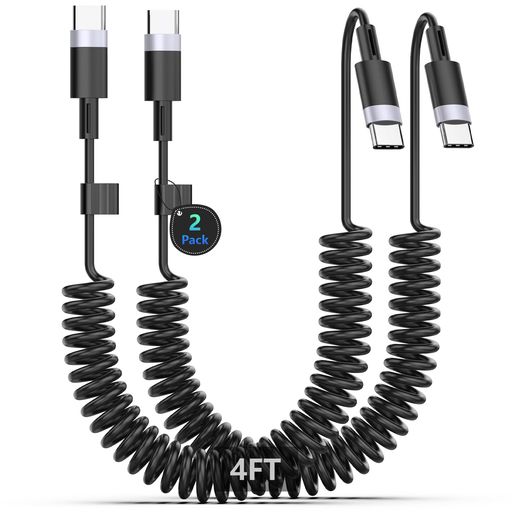 USBCTOUSBCCOILEDCABLE[2PACK4FT]COILEDUSBCCHARGERCABLEFORCARTYPECFASTCH...