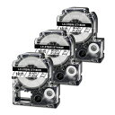 KAKASHIテプラテープ18mm透明地に黒文字互換キングジムテプラPROテープカートリッジST18KW3個セットKINGJIMテプラPROSR-MK1ヘ-SR...
