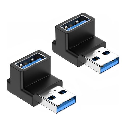 USB L型 変換アダプタ USBハブ 10Gbps 高速データ伝送 小型 軽量 90度上向きタイプ 延長電源データ ビデオアダプター (2個セット, L型)